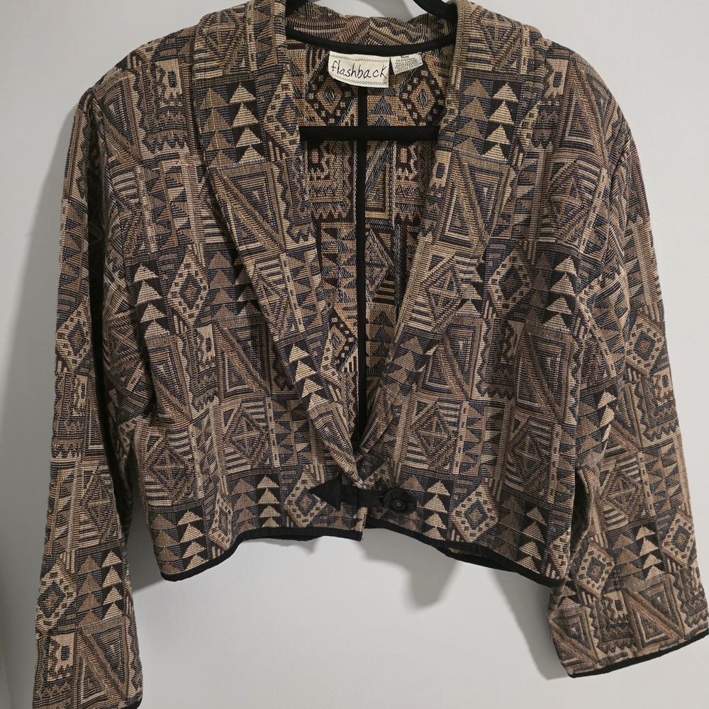 ✨ Flashback Vintage Aztec Cropped Jacket (Medium) ✨ BOHO - Picture 9 of 11